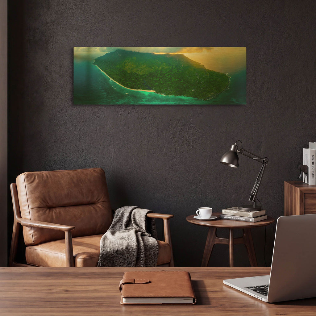 'Green Seychelles' By AKG Gold Metal Wall Art