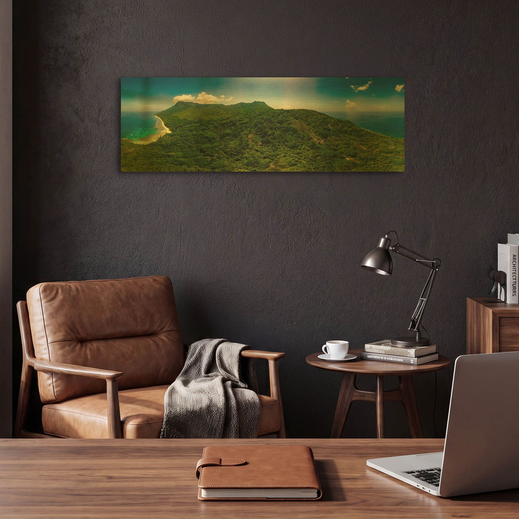 'Seychelles -Inside Siloutte Island' By AKG Gold Metal Wall Art
