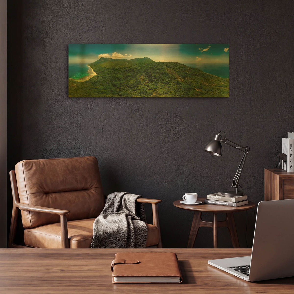 'Seychelles -Inside Siloutte Island' By AKG Gold Metal Wall Art