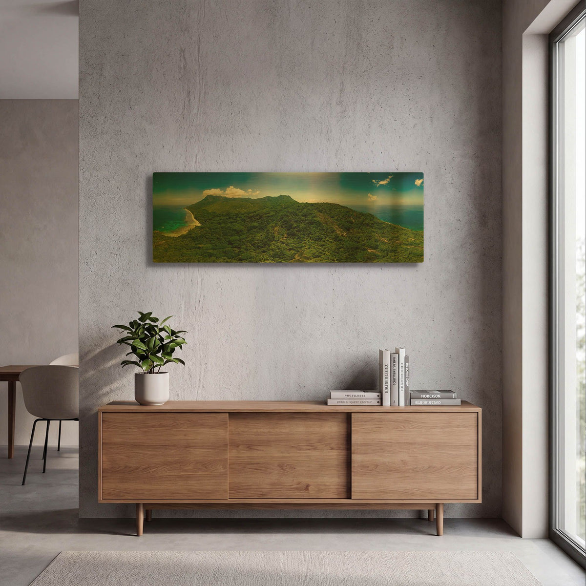 'Seychelles -Inside Siloutte Island' By AKG Gold Metal Wall Art