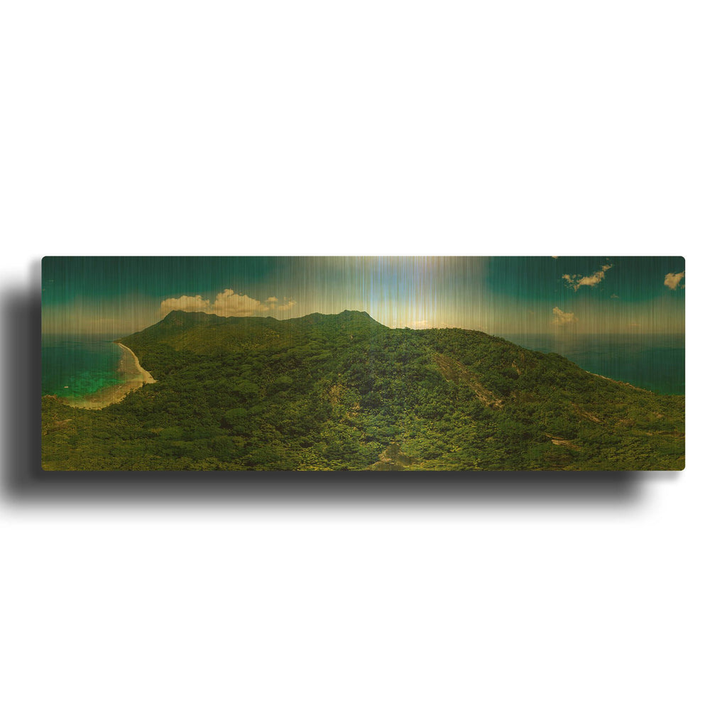 'Seychelles -Inside Siloutte Island' By AKG Gold Metal Wall Art
