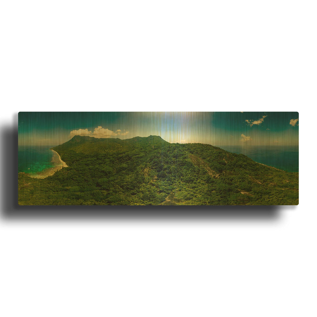 'Seychelles -Inside Siloutte Island' By AKG Gold Metal Wall Art