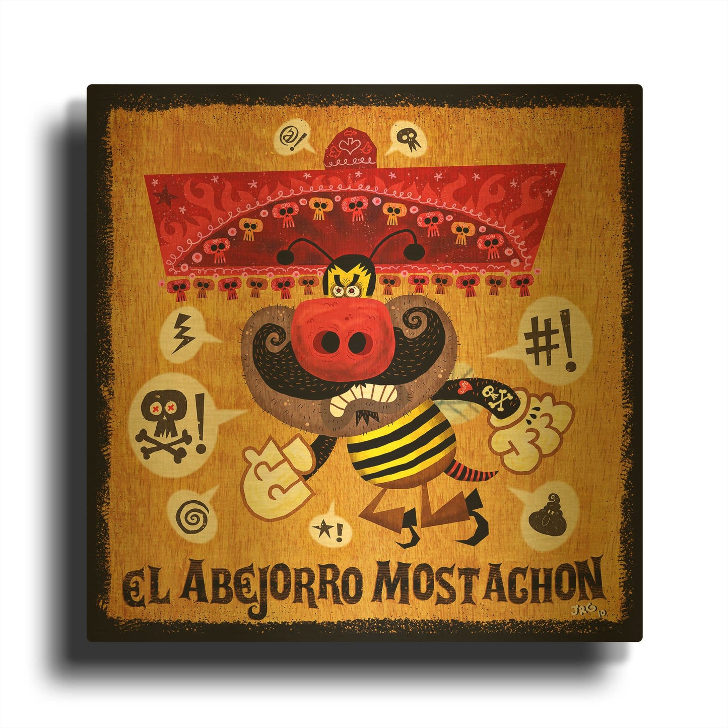 'Abejorro Mostachon G901D RAW' By Jorge R. Gutierrez Gold Metal Wall Art
