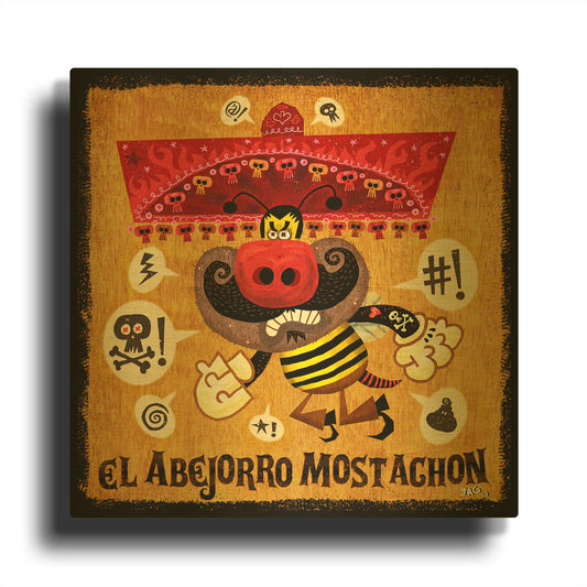 'Abejorro Mostachon G901D RAW' By Jorge R. Gutierrez Gold Metal Wall Art