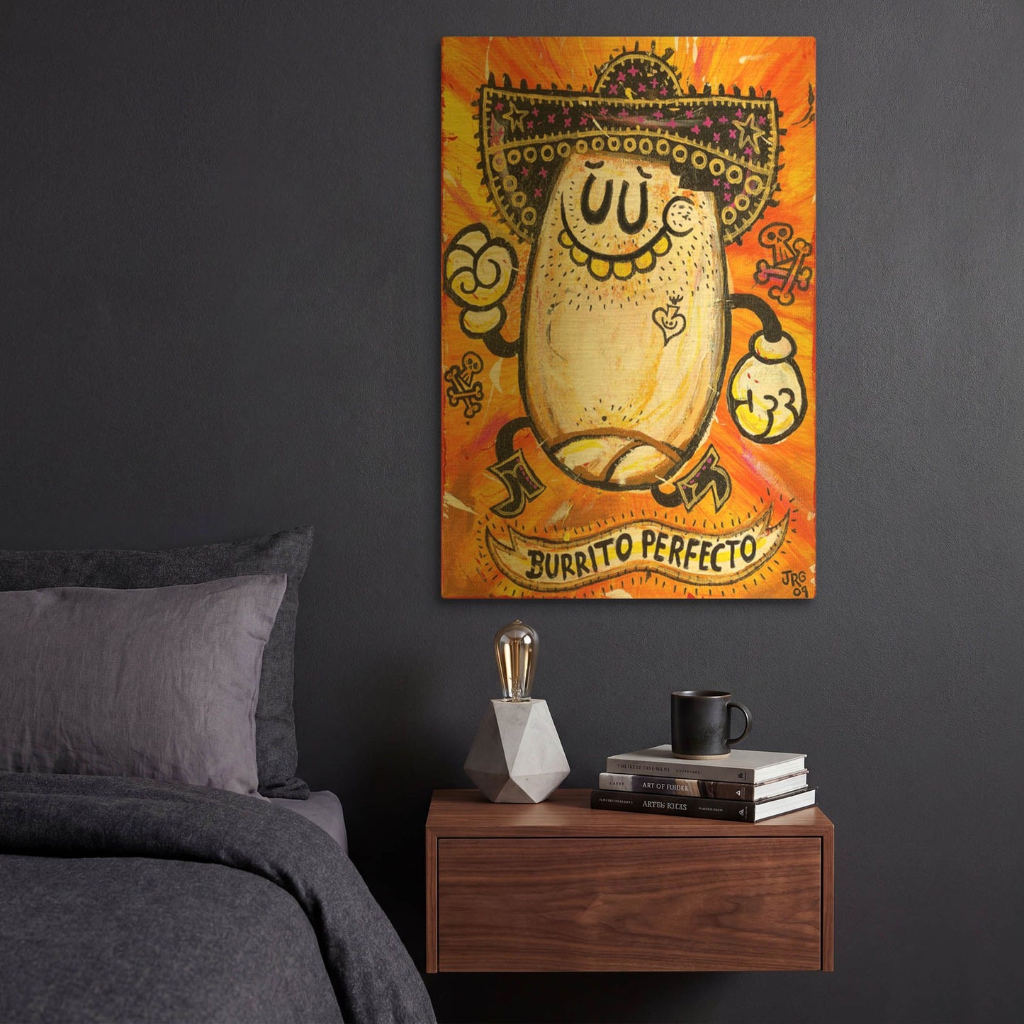 'Burrito Perfecto G812D RAW' By Jorge R. Gutierrez Gold Metal Wall Art