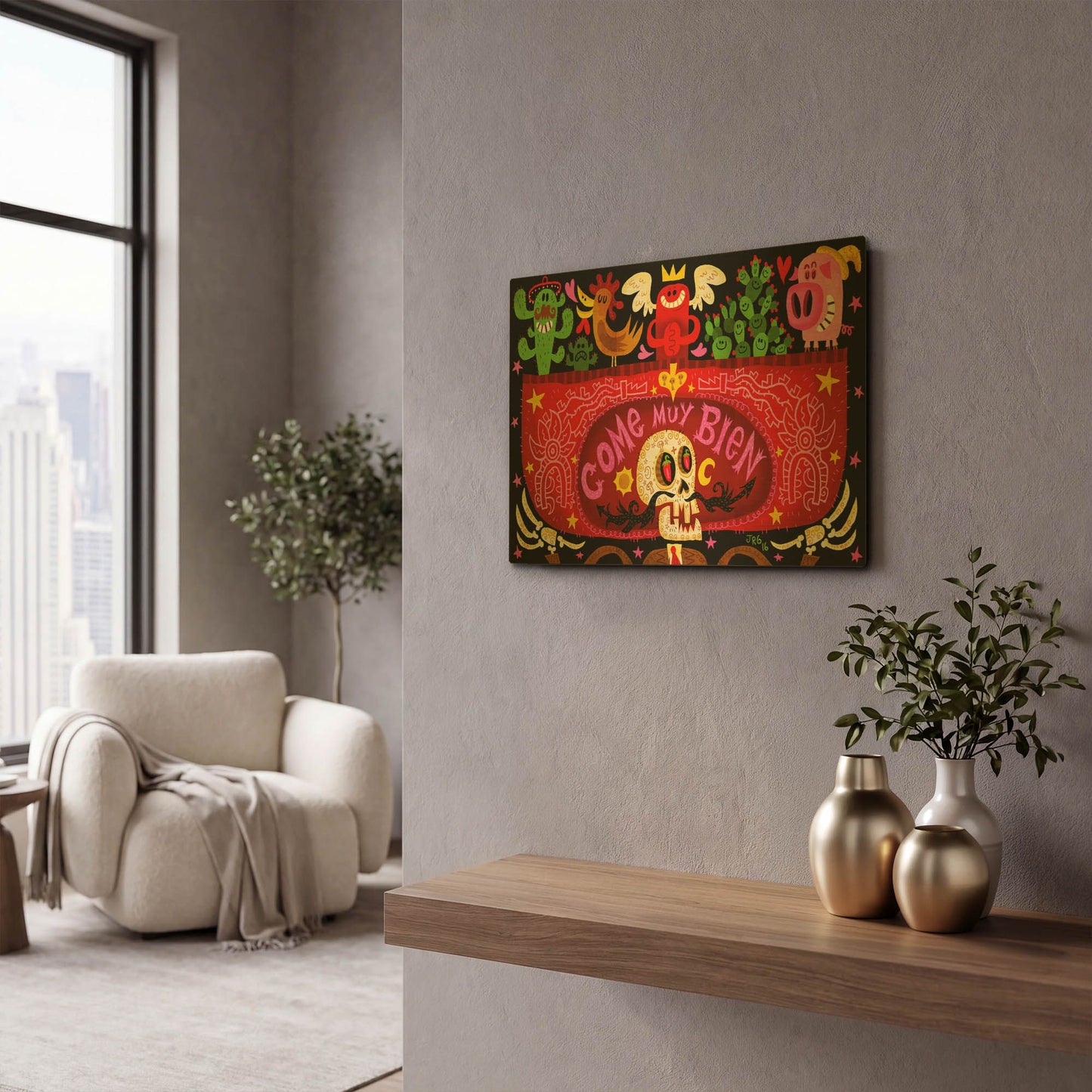 'Come Muy Bien G902D RAW' By Jorge R. Gutierrez Gold Metal Wall Art