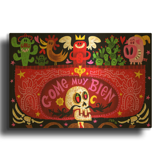 'Come Muy Bien G902D RAW' By Jorge R. Gutierrez Gold Metal Wall Art