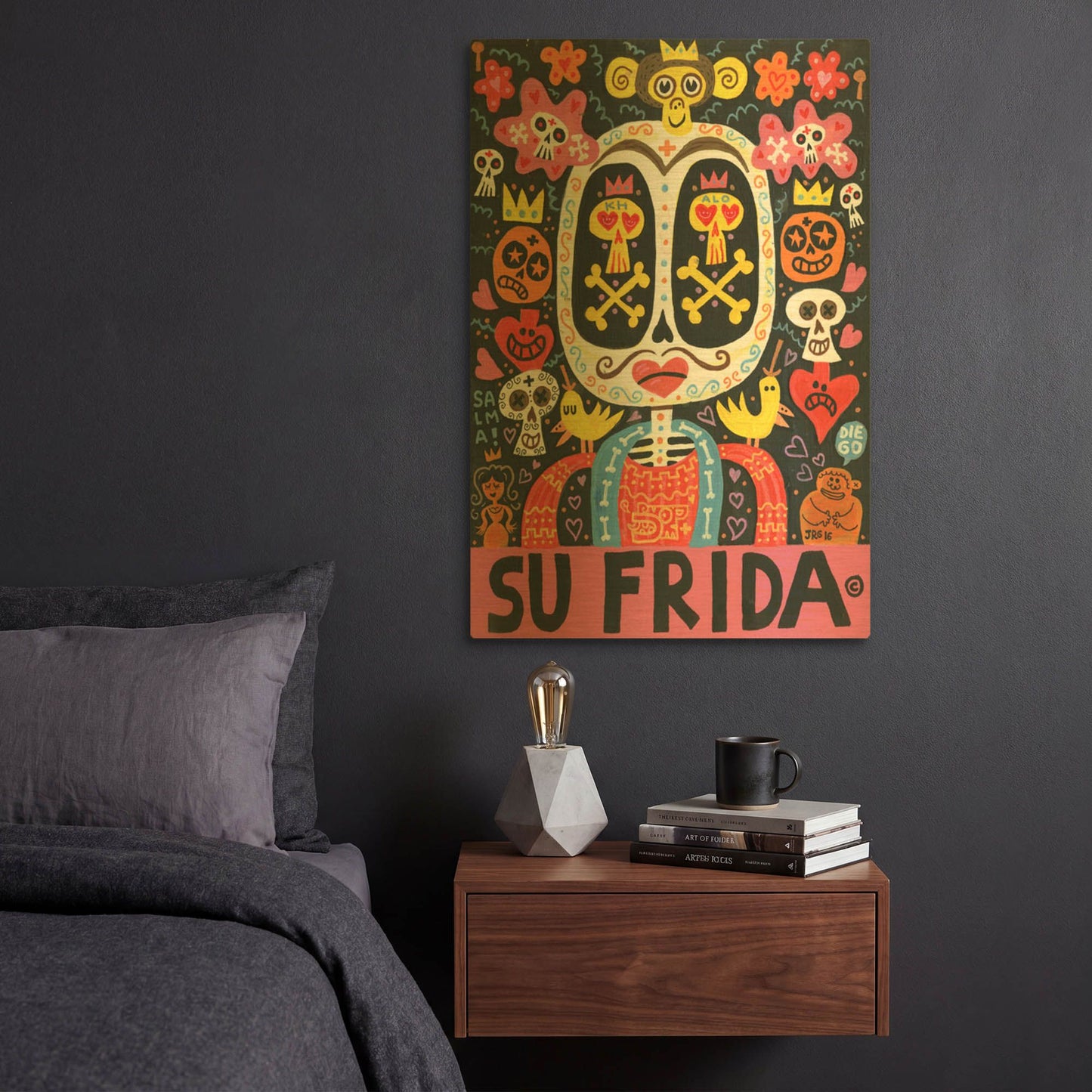 'Dolor Feliz Gracias G808D RAW' By Jorge R. Gutierrez Gold Metal Wall Art