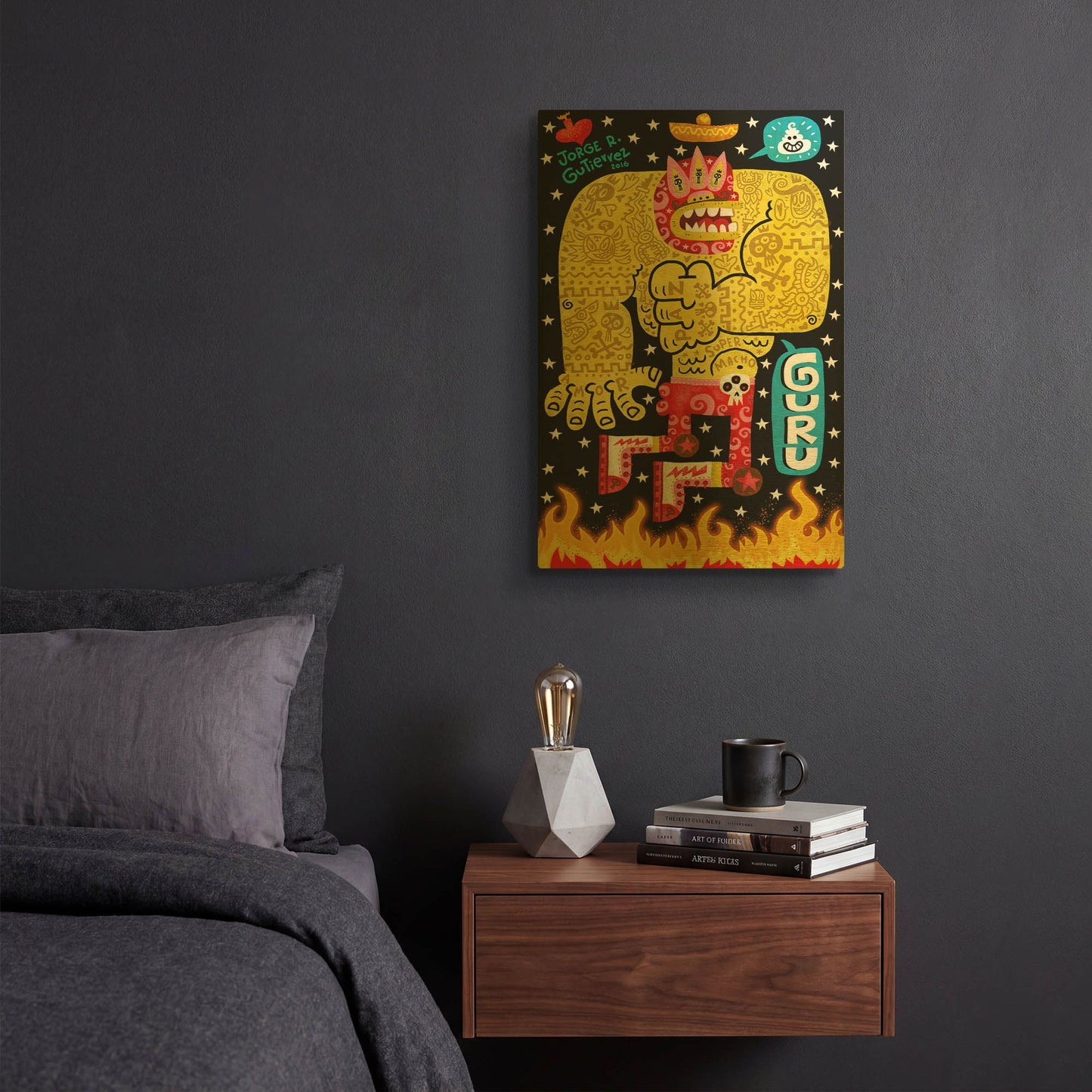 'Guru G811D RAW' By Jorge R. Gutierrez Gold Metal Wall Art