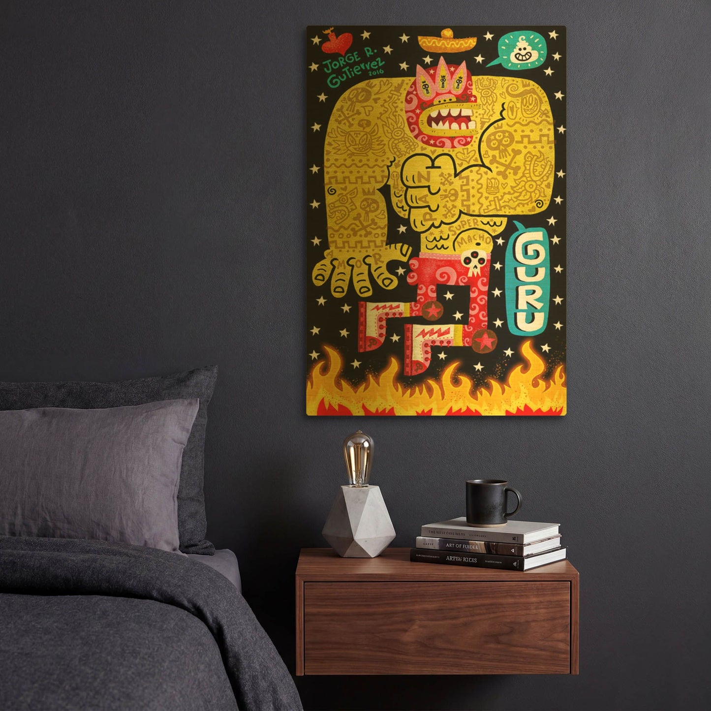 'Guru G811D RAW' By Jorge R. Gutierrez Gold Metal Wall Art