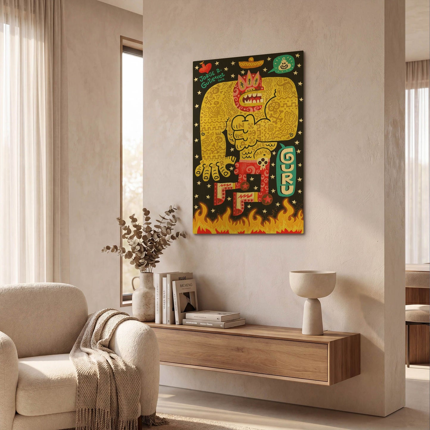 'Guru G811D RAW' By Jorge R. Gutierrez Gold Metal Wall Art