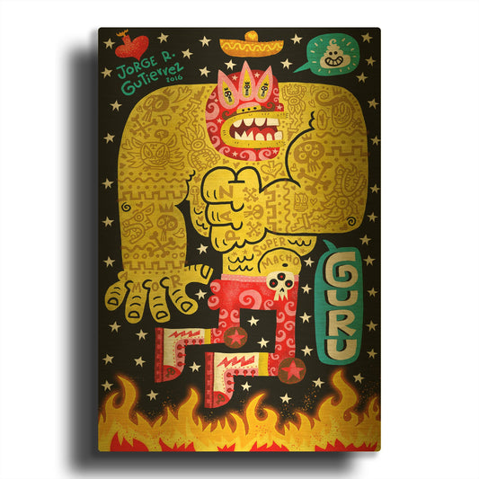 'Guru G811D RAW' By Jorge R. Gutierrez Gold Metal Wall Art
