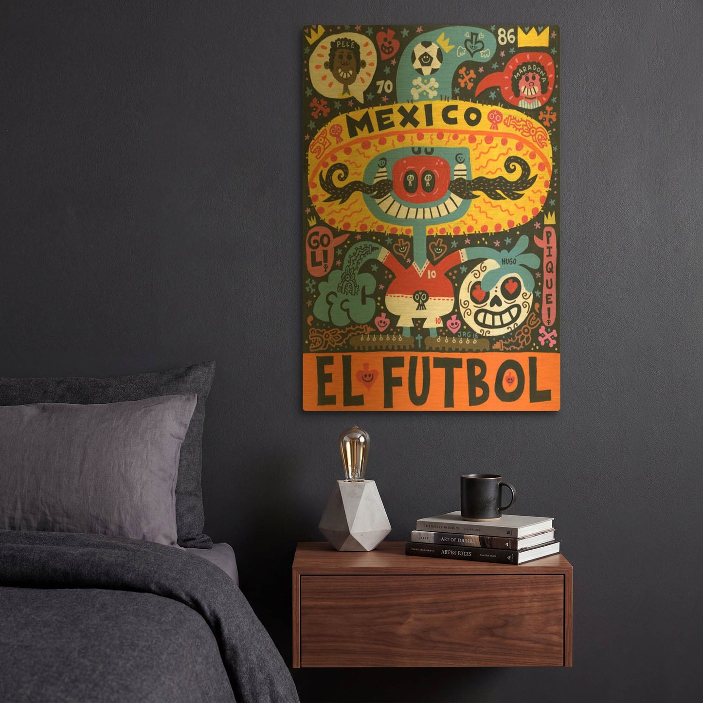 'La Mascota del Mundial G813D RAW' By Jorge R. Gutierrez Gold Metal Wall Art