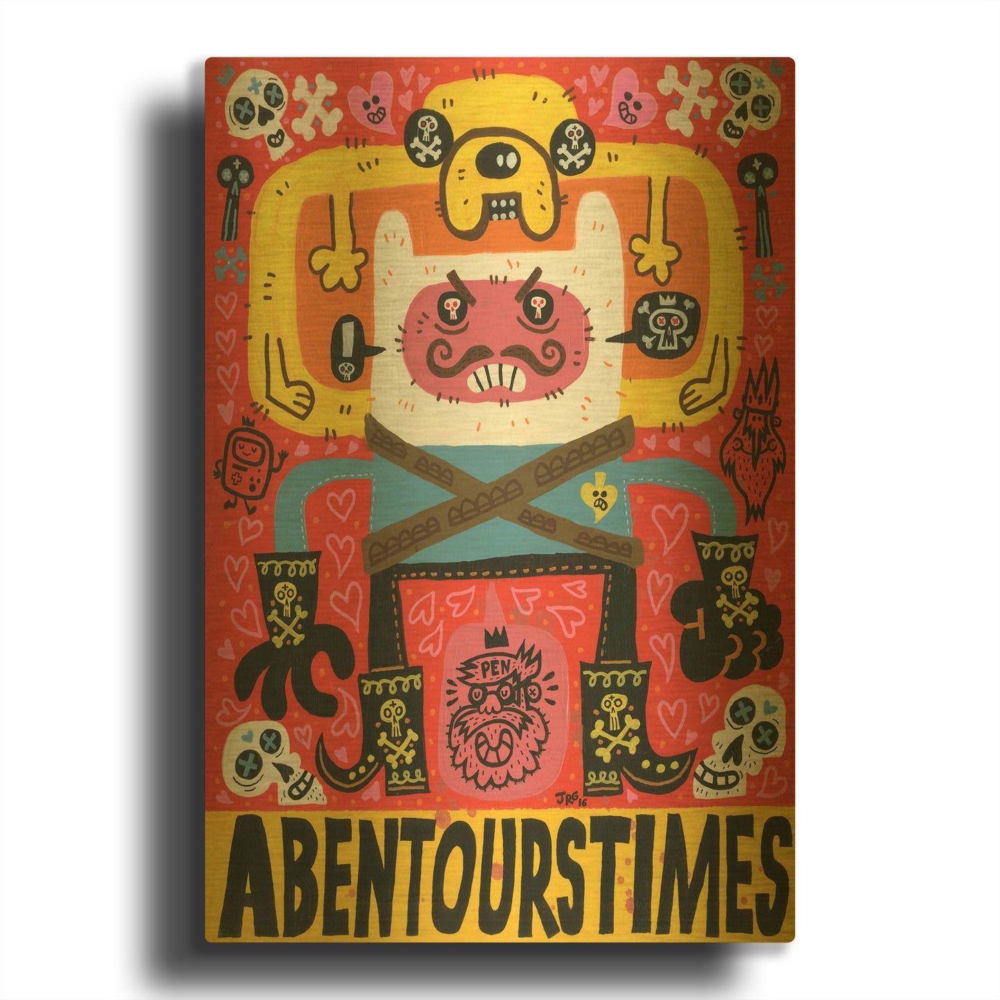 'Las Aventuras de Pen G814D RAW' By Jorge R. Gutierrez Gold Metal Wall Art