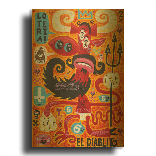 'Loteria! G815D RAW' By Jorge R. Gutierrez Gold Metal Wall Art