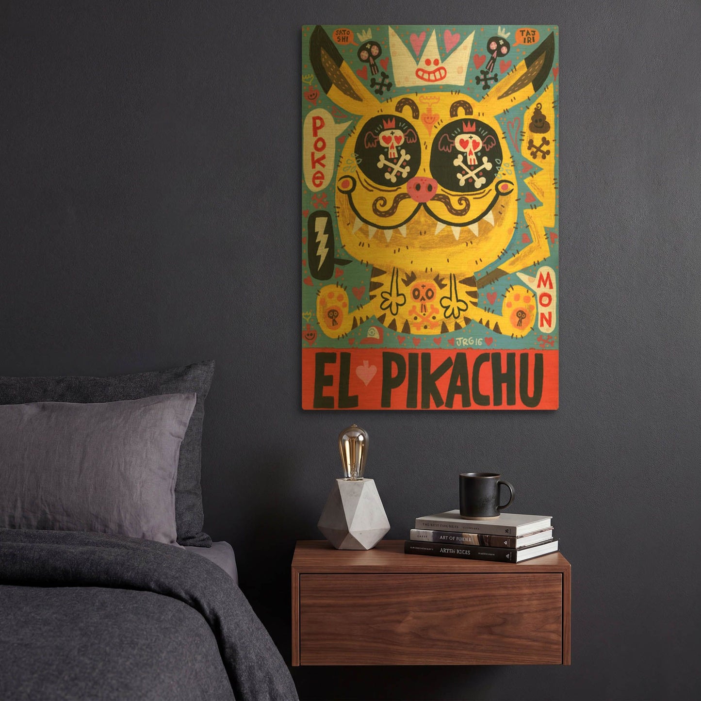'Magic Japanese Cockfighting G903D RAW' By Jorge R. Gutierrez Gold Metal Wall Art