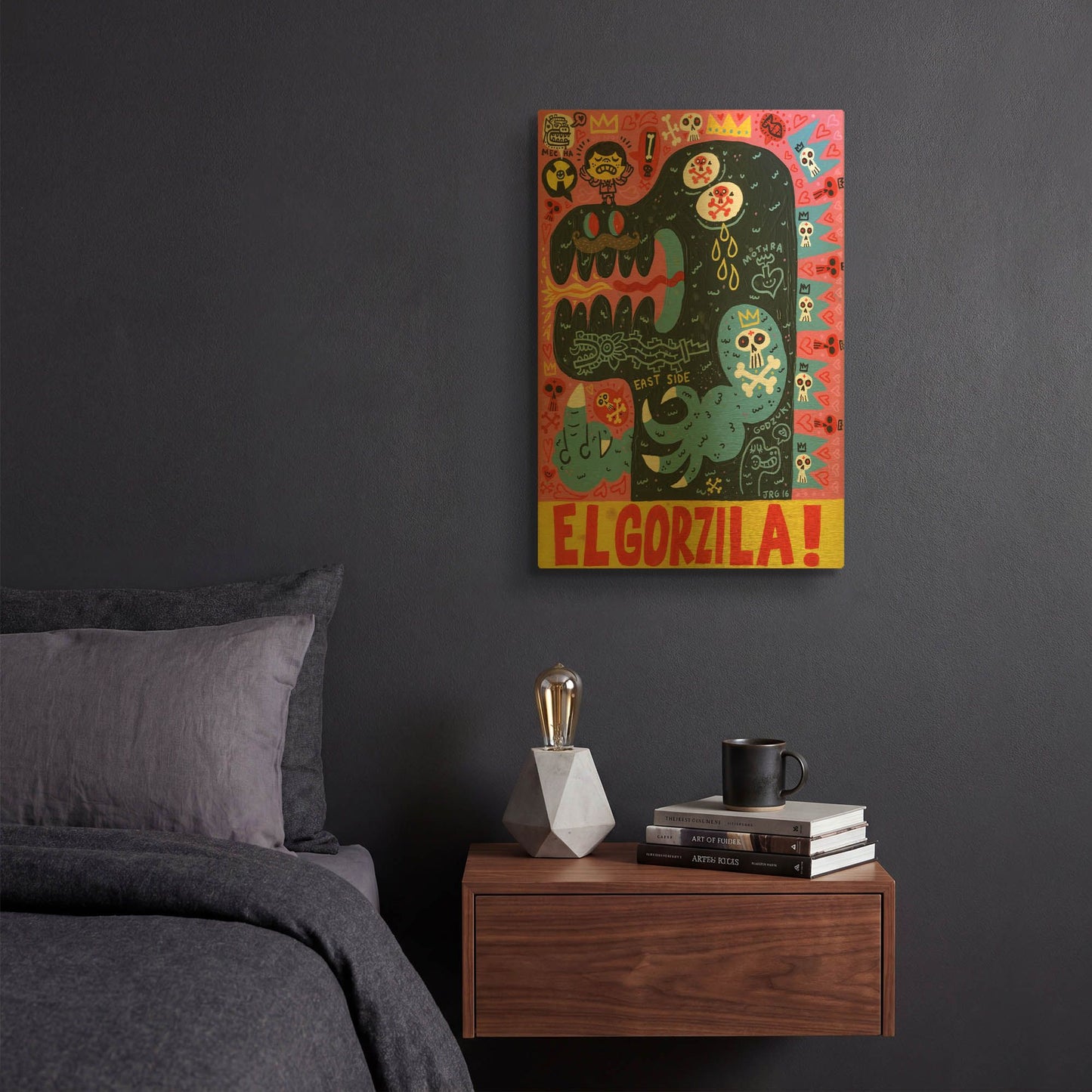 'Monstro G816D RAW' By Jorge R. Gutierrez Gold Metal Wall Art