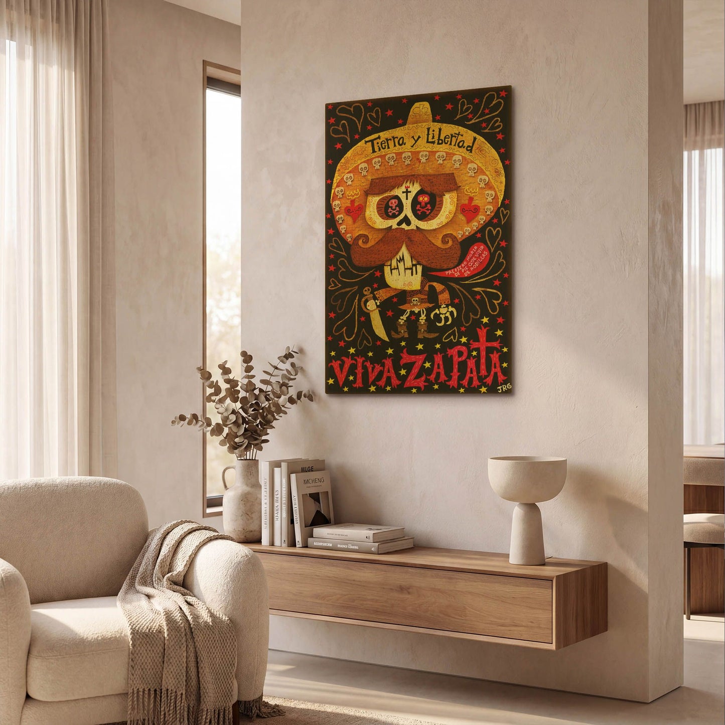 'Viva Zapata G907D RAW' By Jorge R. Gutierrez Gold Metal Wall Art