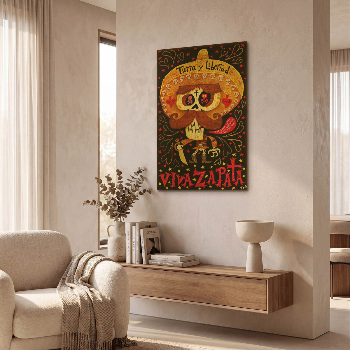 'Viva Zapata G907D RAW' By Jorge R. Gutierrez Gold Metal Wall Art