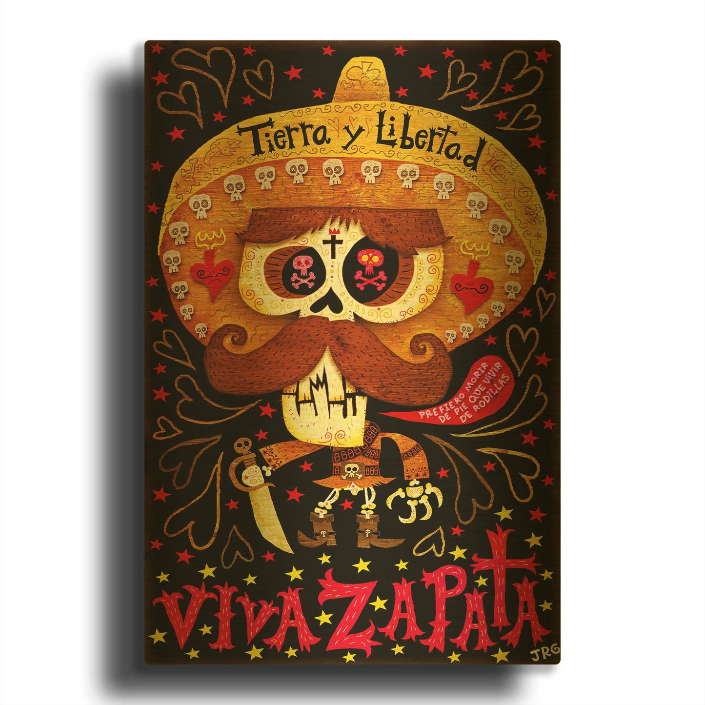 'Viva Zapata G907D RAW' By Jorge R. Gutierrez Gold Metal Wall Art