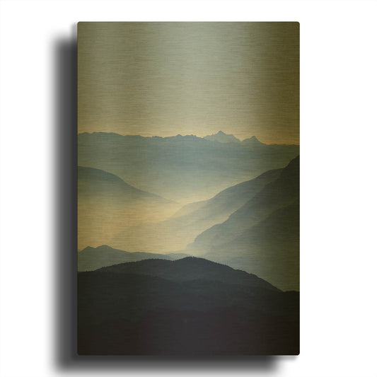 'Blue Mountains G836D RAW' By Lexie Greer Gold Metal Wall Art