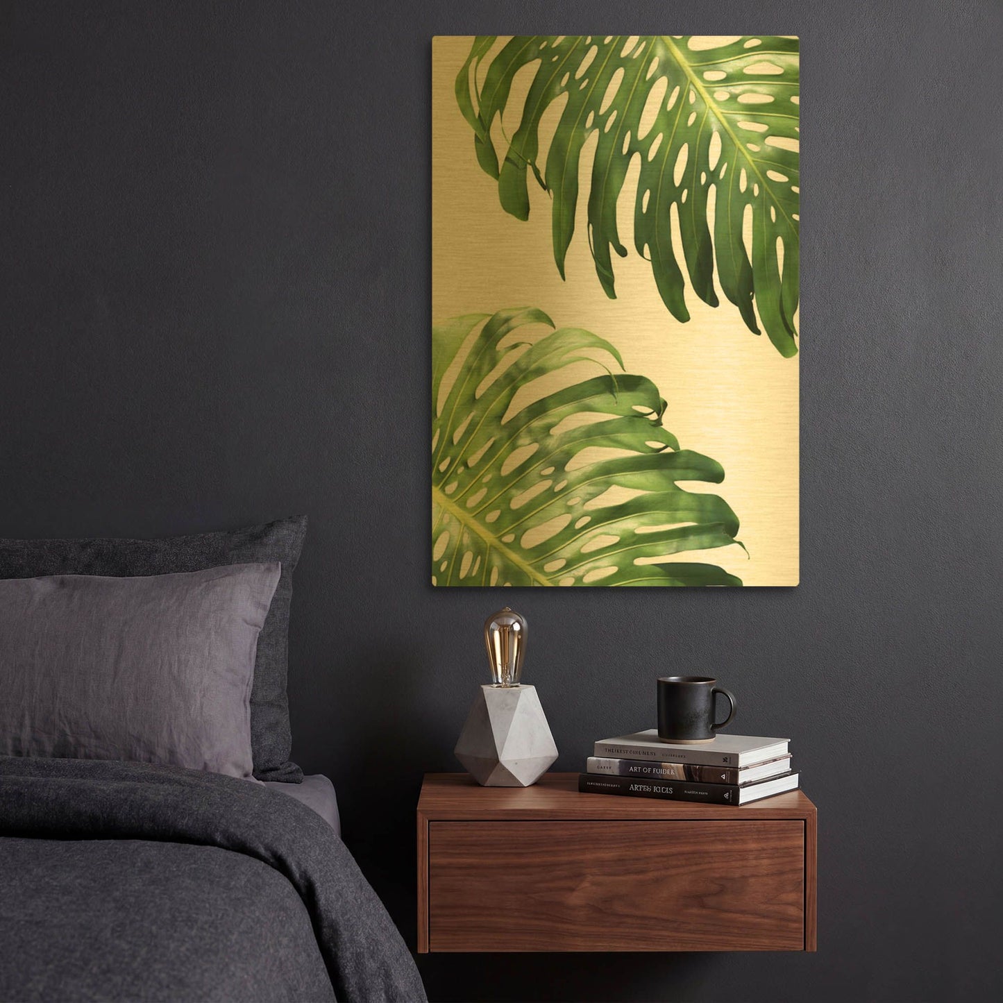 'Double Philodendron (color) G837D RAW' By Lexie Greer Gold Metal Wall Art