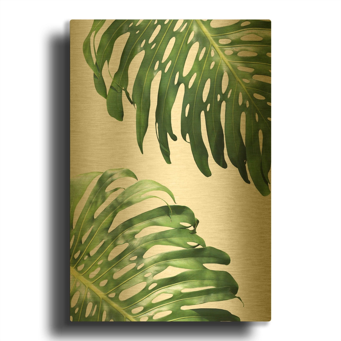 'Double Philodendron (color) G837D RAW' By Lexie Greer Gold Metal Wall Art