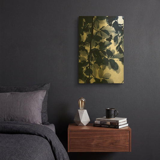 'Indigo Leaves G839D RAW' By Lexie Greer Gold Metal Wall Art