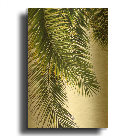 'Palm Leaves G841D RAW' By Lexie Greer Gold Metal Wall Art