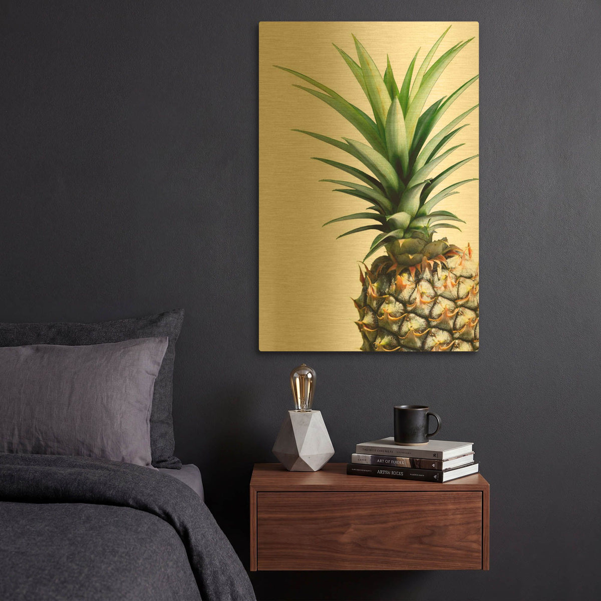 'Pineapple (color) G842D RAW' By Lexie Greer Gold Metal Wall Art