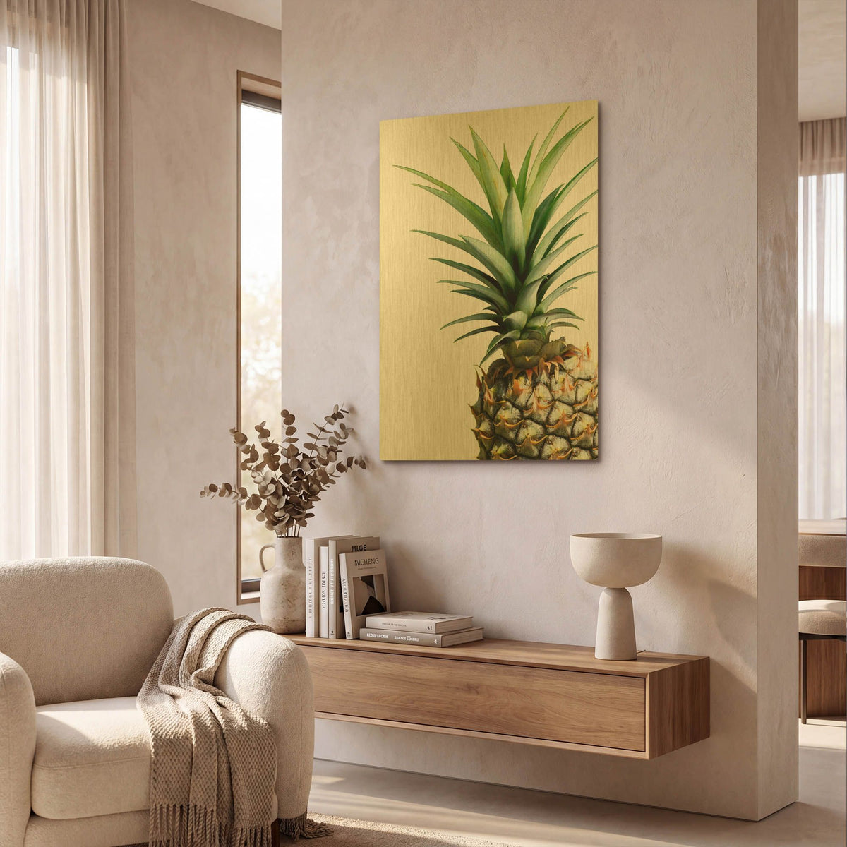 'Pineapple (color) G842D RAW' By Lexie Greer Gold Metal Wall Art