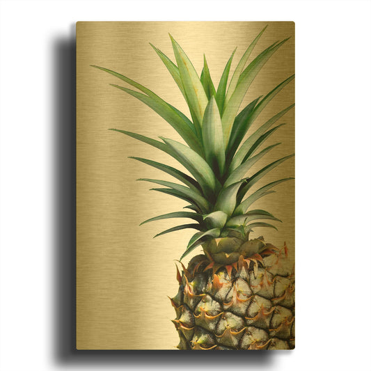 'Pineapple (color) G842D RAW' By Lexie Greer Gold Metal Wall Art