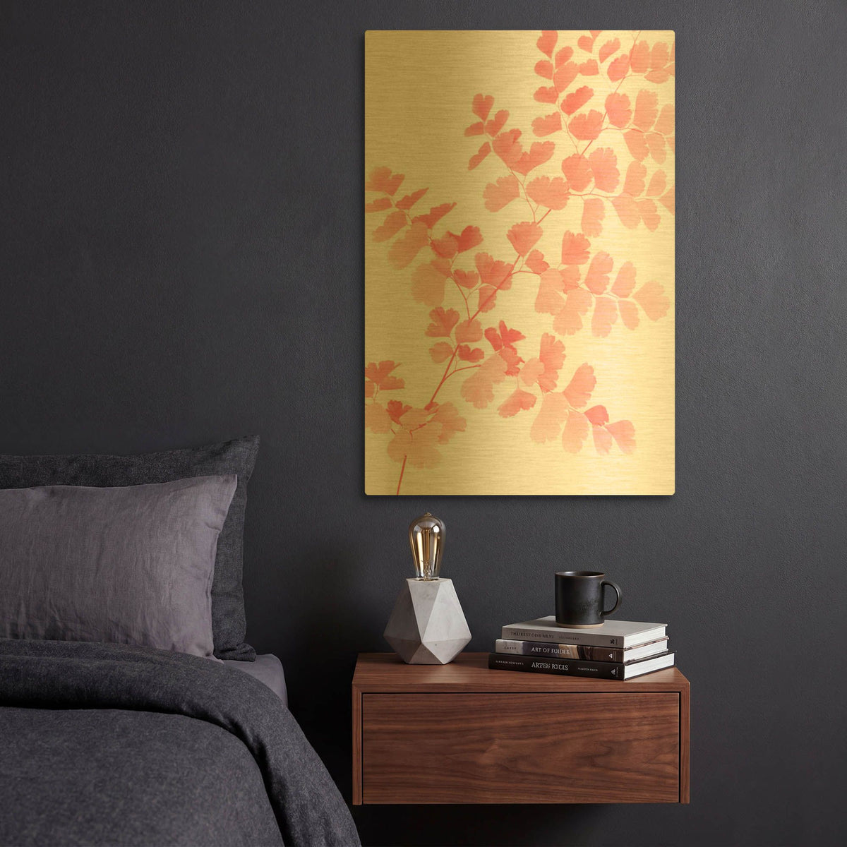 'Pink Maidenhair G843D RAW' By Lexie Greer Gold Metal Wall Art