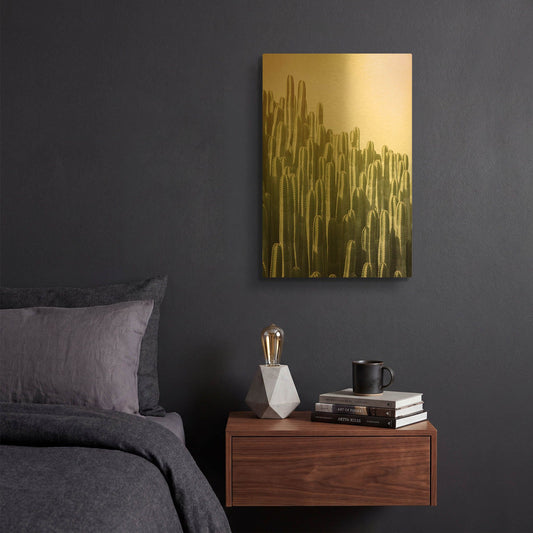 'Pink Sky Cactus G846D RAW' By Lexie Greer Gold Metal Wall Art