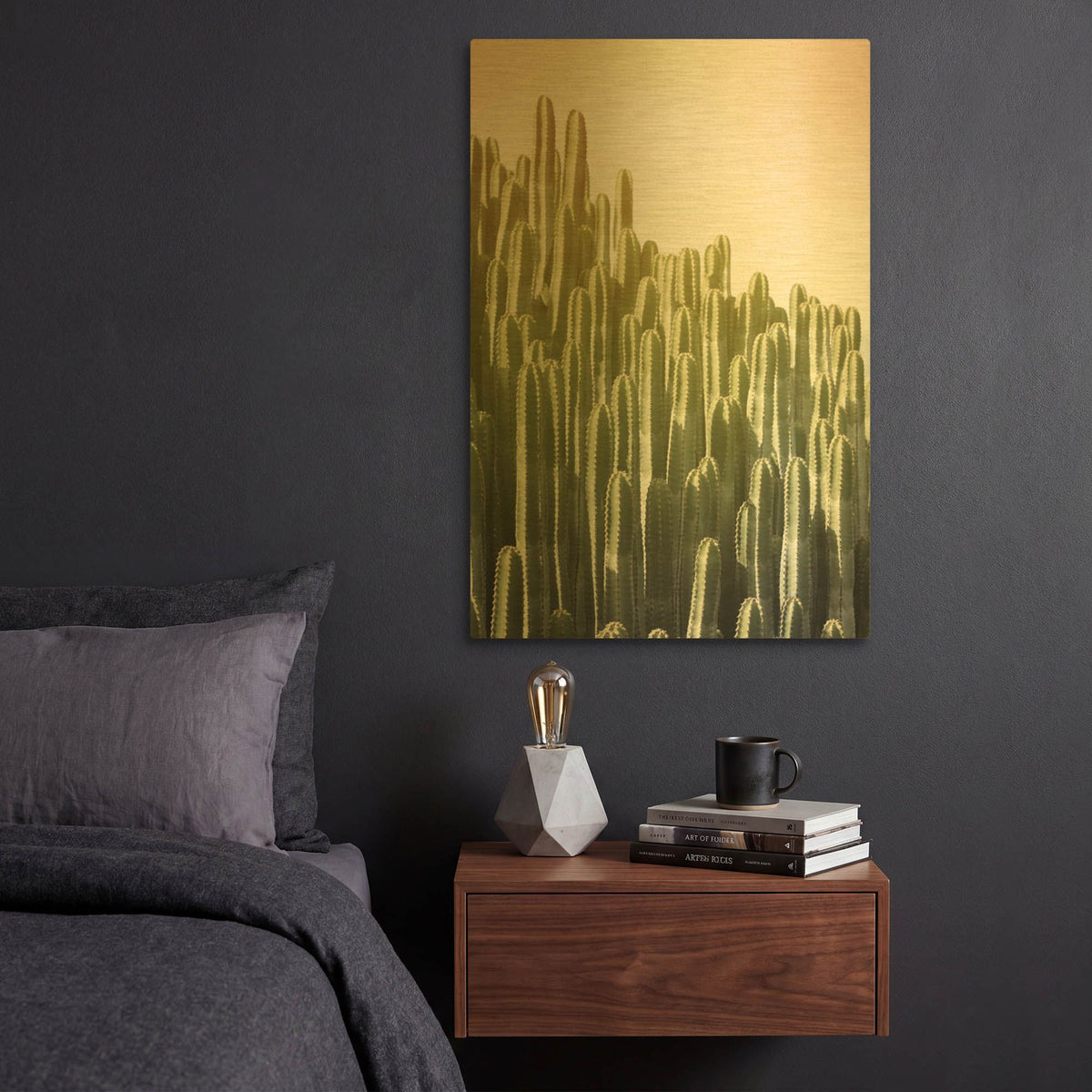 'Pink Sky Cactus G846D RAW' By Lexie Greer Gold Metal Wall Art