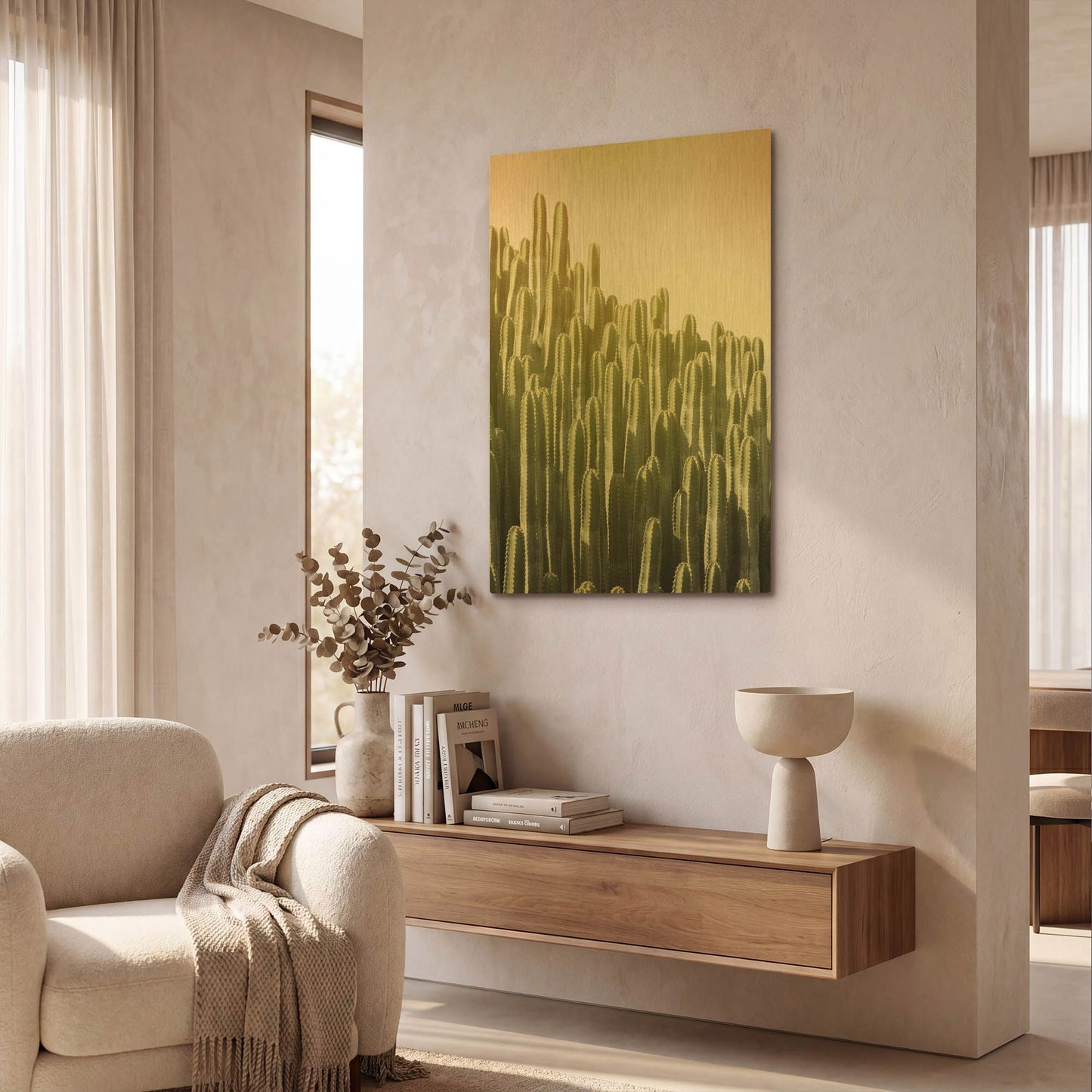 'Pink Sky Cactus G846D RAW' By Lexie Greer Gold Metal Wall Art