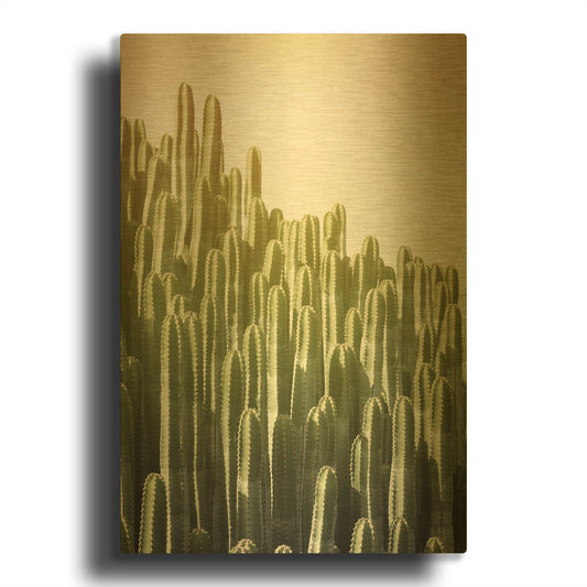 'Pink Sky Cactus G846D RAW' By Lexie Greer Gold Metal Wall Art