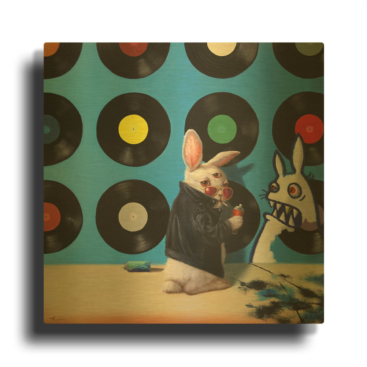 'Bad Bunny' By Lucia Heffernan Gold Metal Wall Art
