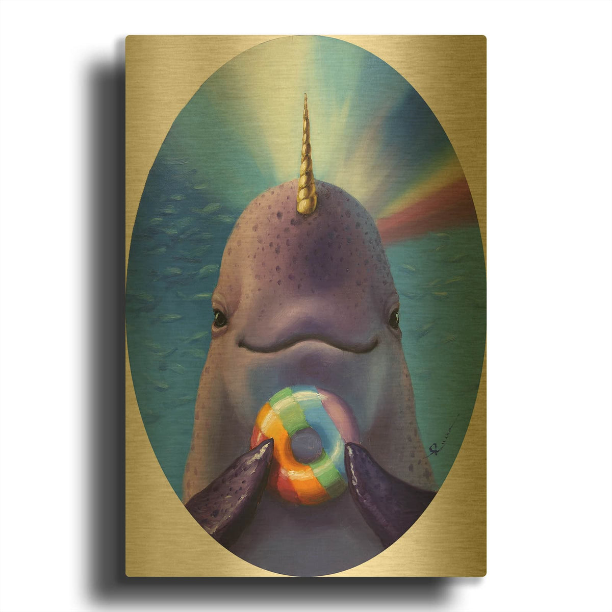 'Catch Of The Day' By Lucia Heffernan Gold Metal Wall Art