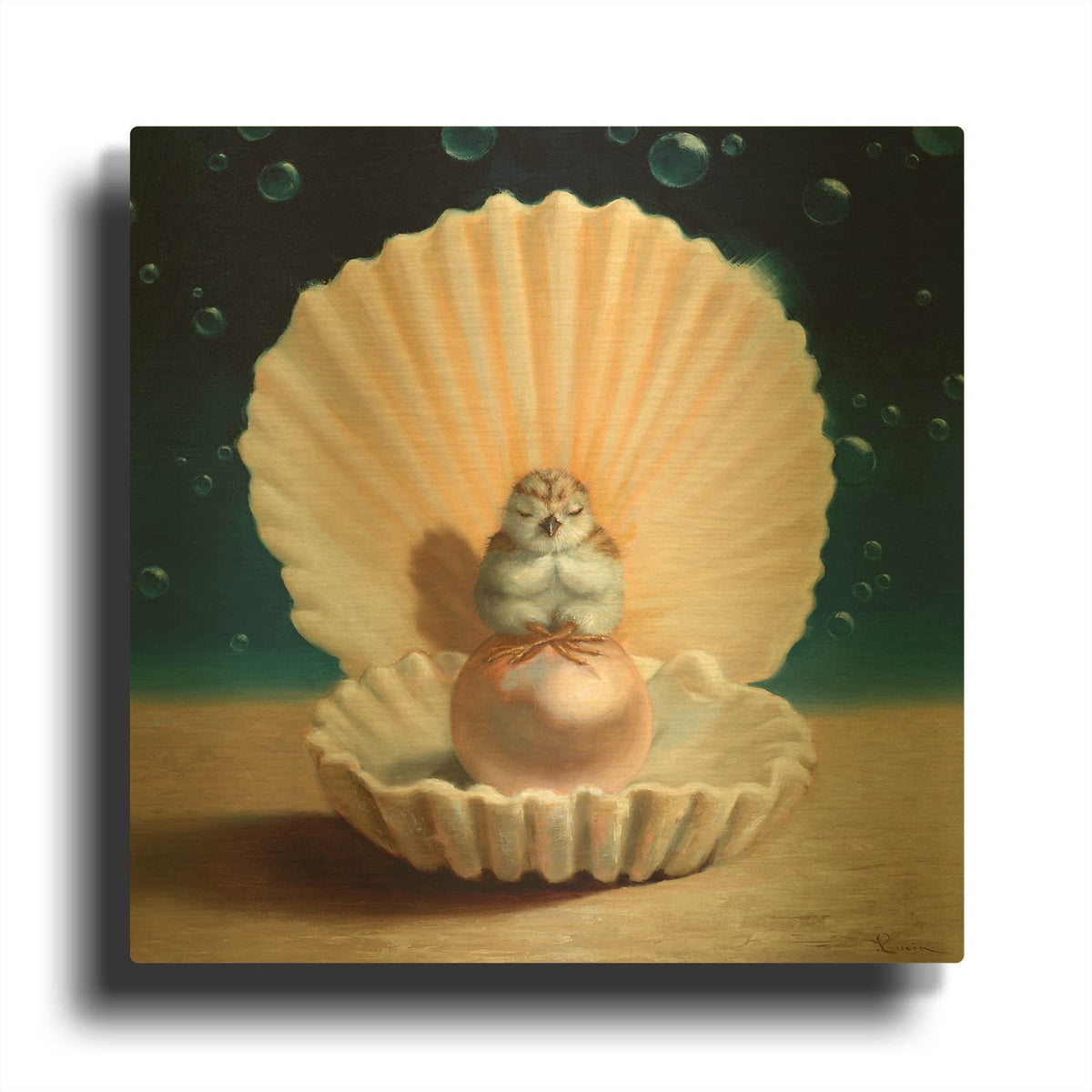 'The World Is Your Oyster' By Lucia Heffernan Gold Metal Wall Art