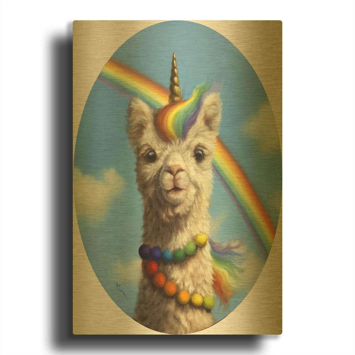 'Unipaca' By Lucia Heffernan Gold Metal Wall Art