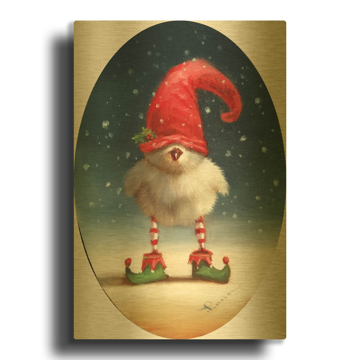'Xmas Help' By Lucia Heffernan Gold Metal Wall Art