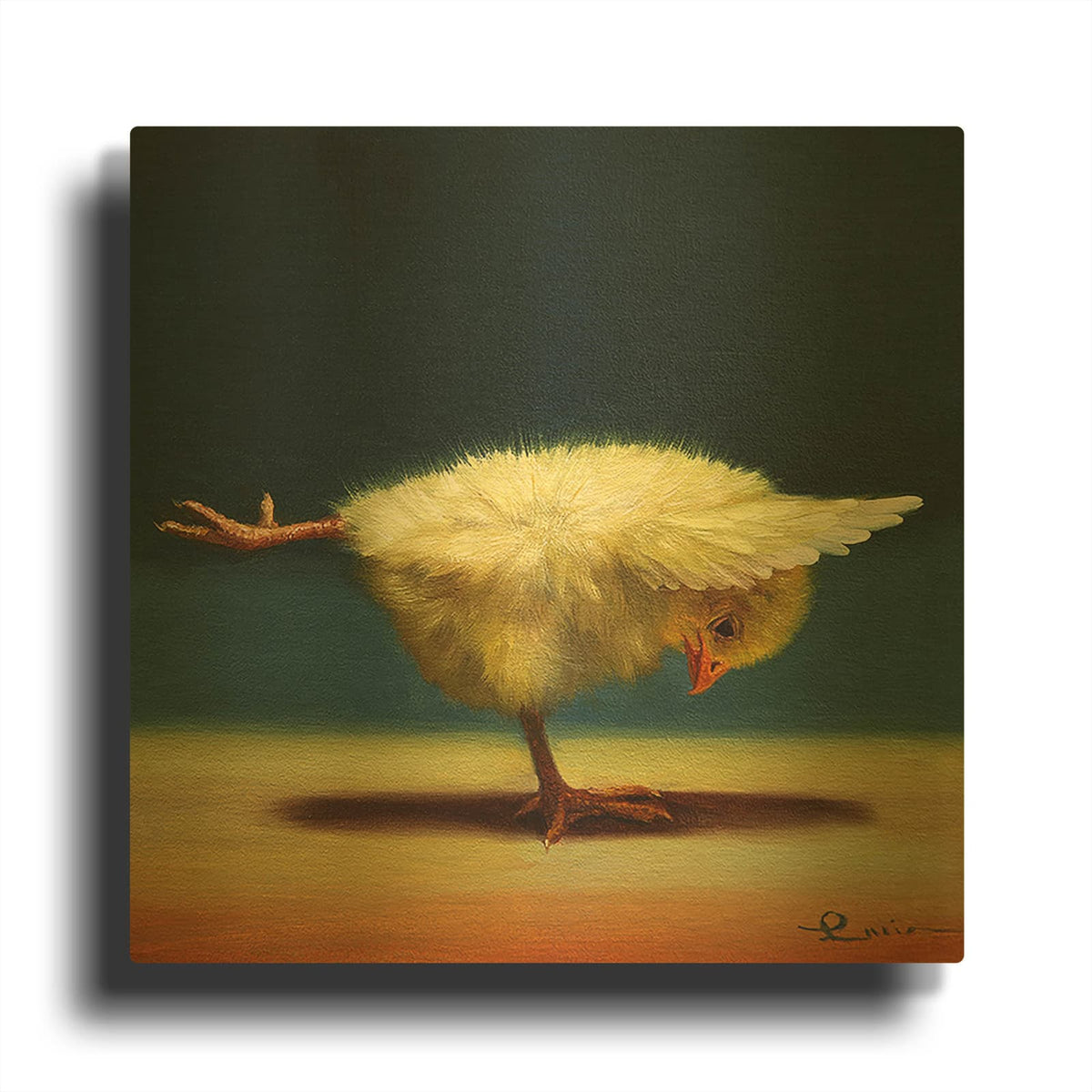 'Yoga Chick Balancing Beam' By Lucia Heffernan Gold Metal Wall Art