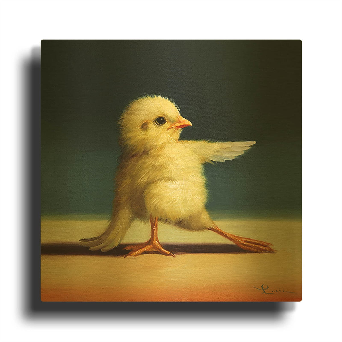 'Yoga Chick Bend Knee' By Lucia Heffernan Gold Metal Wall Art
