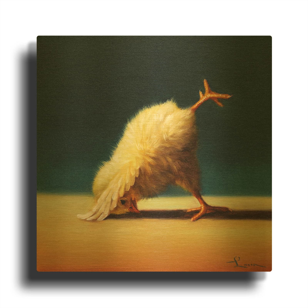 'Yoga Chick Downward Dog Split' By Lucia Heffernan Gold Metal Wall Art