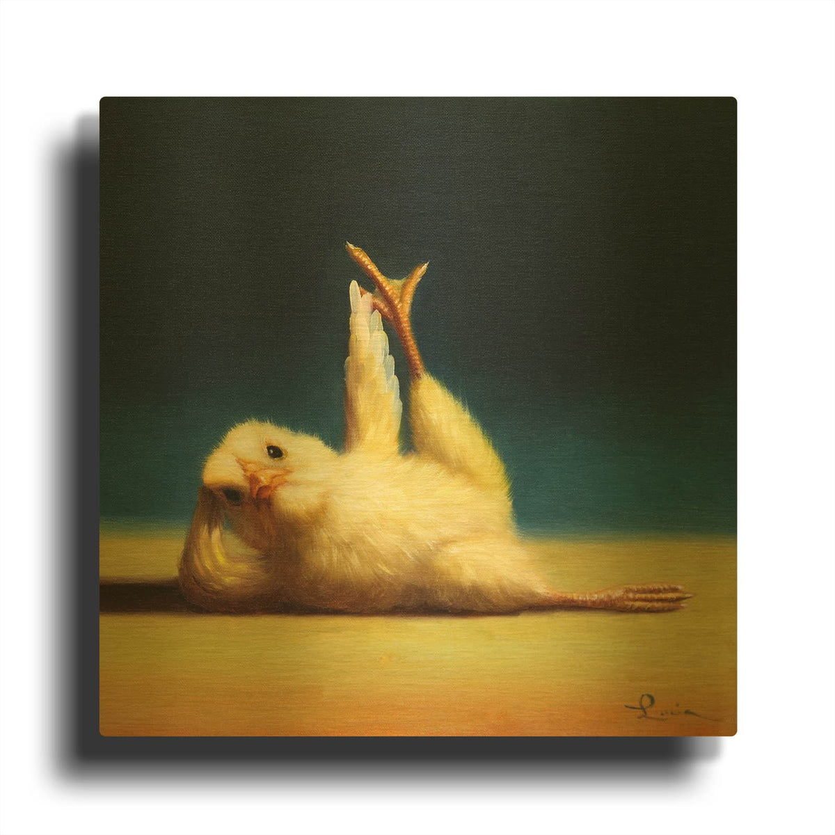 'Yoga Chick Side Leg Lift' By Lucia Heffernan Gold Metal Wall Art