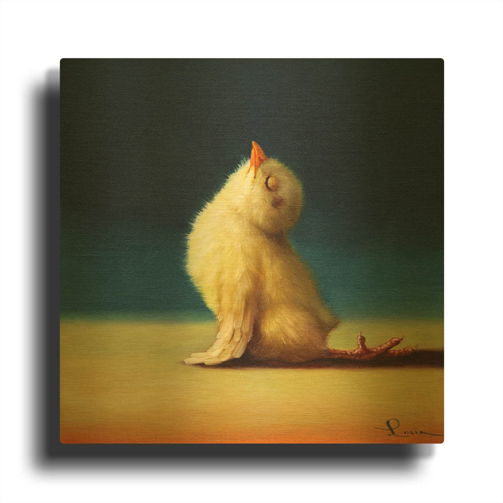'Yoga Chick Upward Dog' By Lucia Heffernan Gold Metal Wall Art