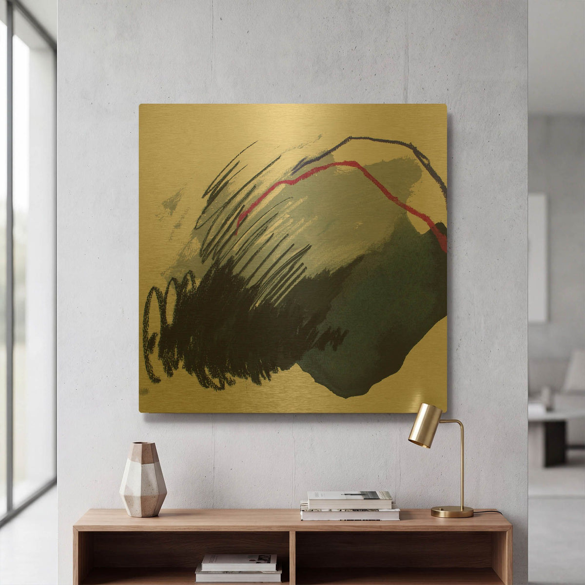 'Dynamic and Linear No. 1' By Ying Guo Gold Metal Wall Art