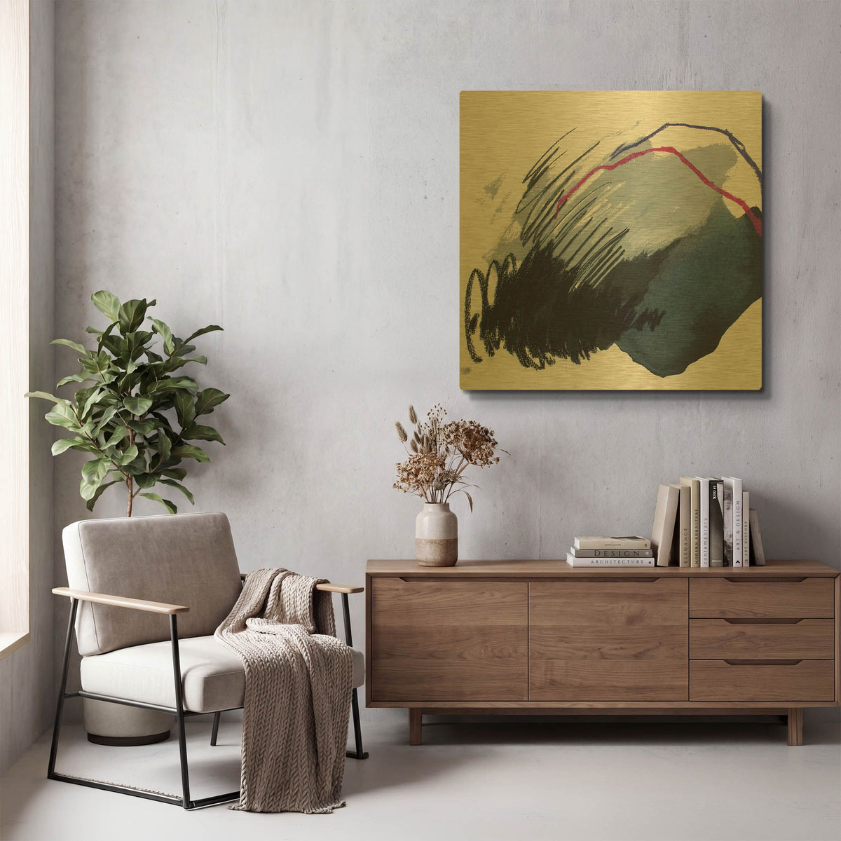 'Dynamic and Linear No. 1' By Ying Guo Gold Metal Wall Art