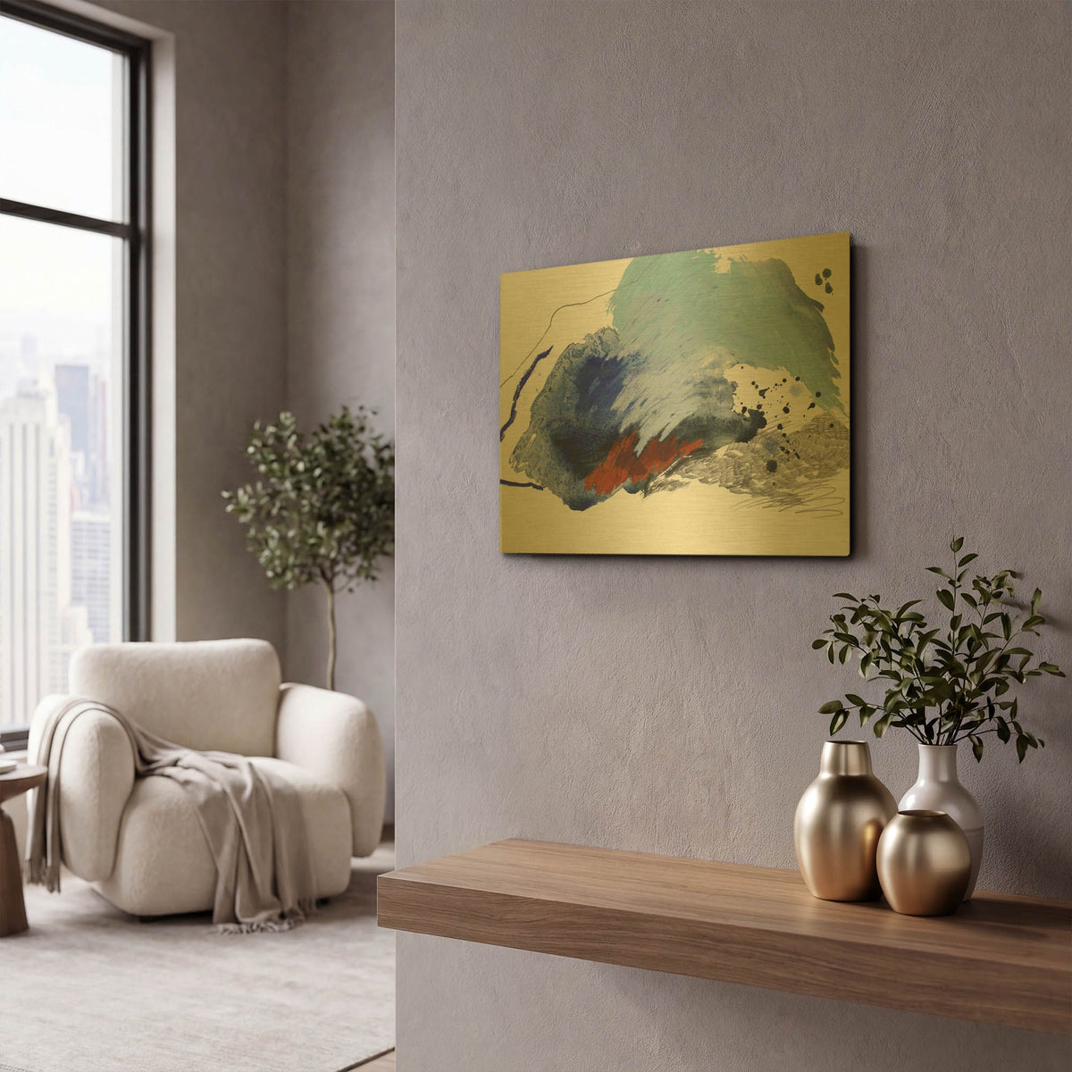 'Remote Island No. 3' By Ying Guo Gold Metal Wall Art